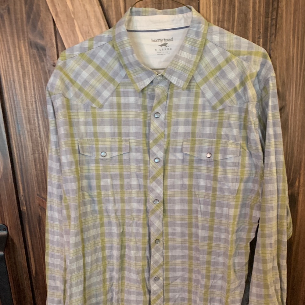 Plaid Pearl Snap Horny Toad XL